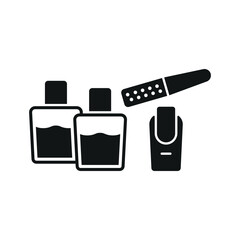Nail polish bottle and nail file set beauty salon icon in flat style, featuring a sleek nail polish bottle and a smooth nail file, perfect for manicure and beauty themes.