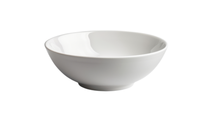 Empty white bowl isolated on transparent background ready for food