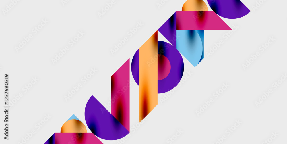 Poster modern abstract background featuring circles, lines, and triangles in a dynamic geometric compositio