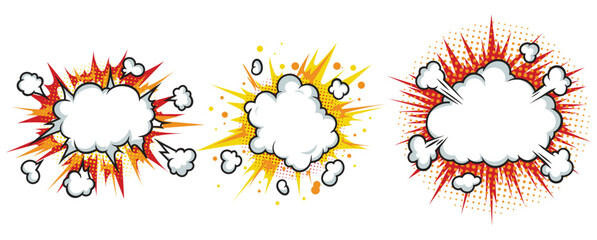 Comic boom, pop art vector set