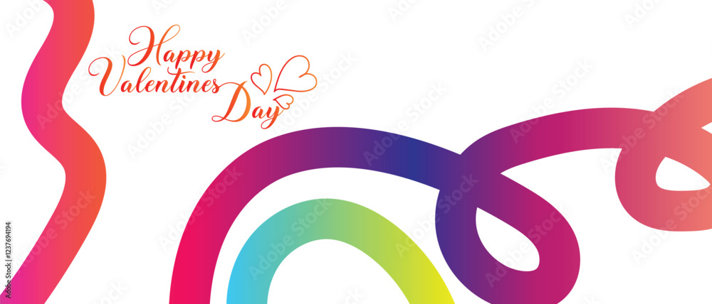 Fototapete happy valentine's day with a doodle heart abstract background with gradient lines. 3d wave elements 