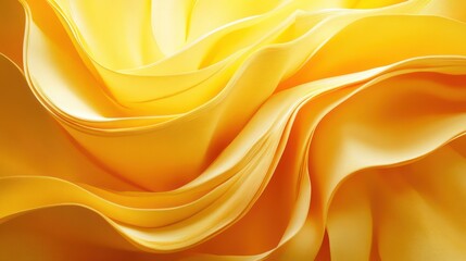 Fototapeta premium Yellow silk fabric swirls, studio backdrop, soft light, design texture