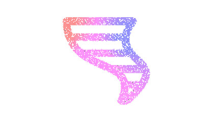 Icon tornado is made up of LED square shapes. There are bright diodes and there are black dead diodes