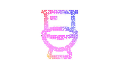 Icon toilet is made up of LED square shapes. There are bright diodes and there are black dead diodes