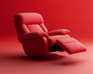 Modern red recliner on a red background