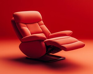 Modern red recliner on a red background