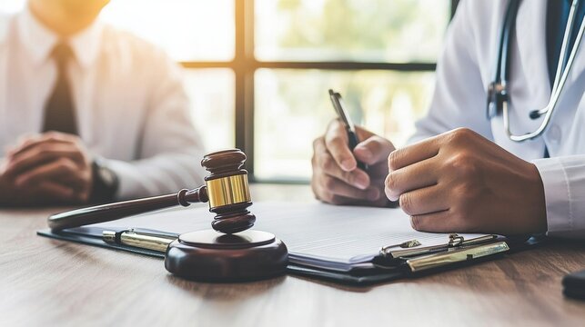 mental health law, Latina attorney discussing mental health law with a patient, compassionate, warm office ambiance