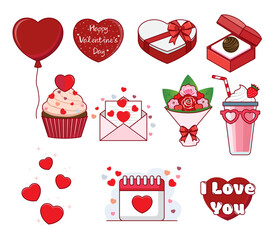 Valentines day Elements. Cute Valentine Elements.