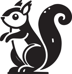 Squirrel vector in black and white