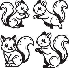 Squirrel vector in black and white