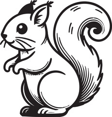 Squirrel vector in black and white