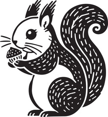 Squirrel vector in black and white