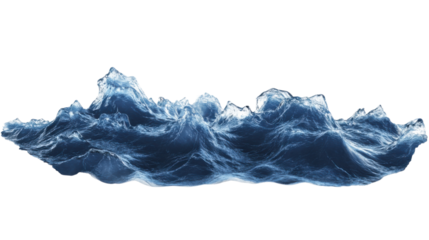 Realistic ocean waves flowing on transparent background