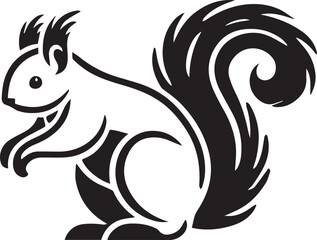 Squirrel vector in black and white