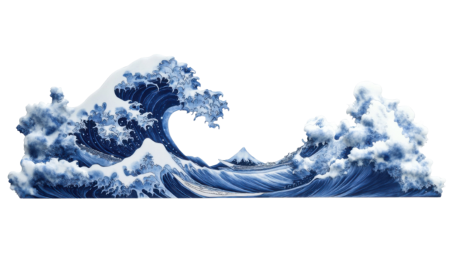 Dramatic ocean waves with transparent background - Powered by Adobe