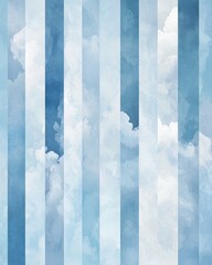 A vertical striped wallpaper with soft sky gradients transitioning into pastel blues, with gentle cirrus clouds in each stripe to create a serene atmosphere.