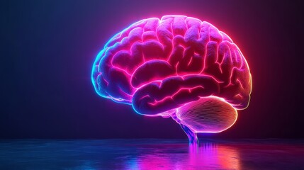 A vibrant, glowing brain illustration symbolizing innovation and creativity.