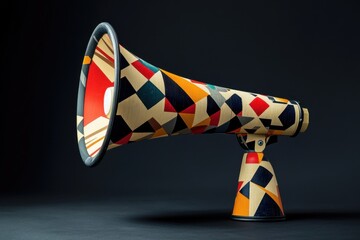 A Geometrically Designed Megaphone on Dark Background