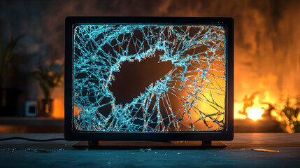 laptop on fire in the night