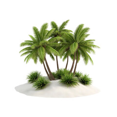 Fototapeta premium Lush Tropical Island with Palm Trees and White Sand - 3D Render
