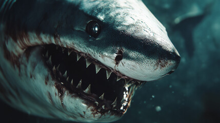 Naklejka premium Great White Shark Close up Shot