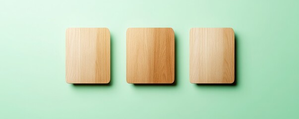 feedback survey response for statistics concept. Wooden coasters on a mint green background.
