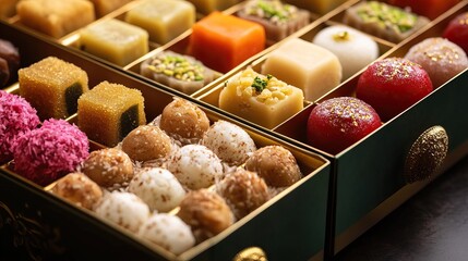 Sweets like ladoos, barfis, gulab jamun and kaju katli are often given as gifts. The boxes of these sweets are usually beautifully decorated to create a special impression