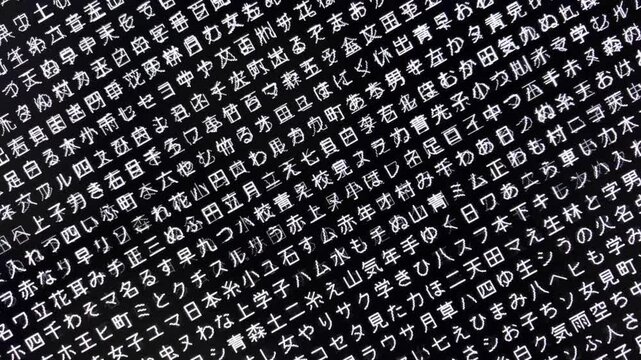 コンピュータ空間のランダムな文字列・さまざまな文字を含むデータベース・エンコードされたプログラム内のデータセット・数学的計算・大規模言語モデル・機械翻訳・日本語・横長・ビデオ