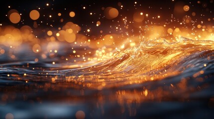Obraz premium Golden Hour Water: A Serene Wave of Light and Reflection