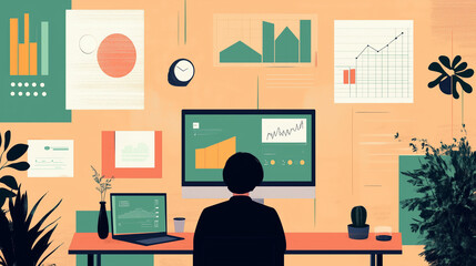 person working in the office illustration
