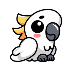 Cute White Cartoon Cockatoo Bird Clip Art Illustration