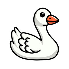 Cute White Goose With Orange Beak Clip Art Illustration