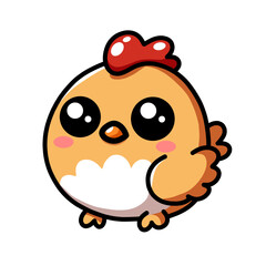 Cute Cartoon Chick Illustration with Big Eyes Clip Art Illustration
