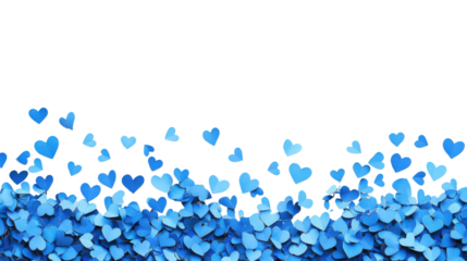 Blue heart confetti on transparent background