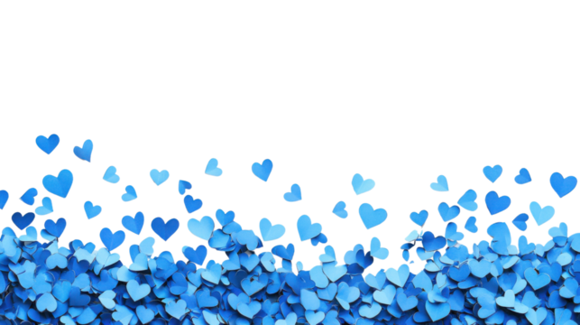 Blue heart confetti on transparent background - Powered by Adobe
