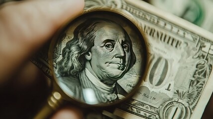 A dollar bill with a magnifying glass over its pricing label, representing fair pricing policies