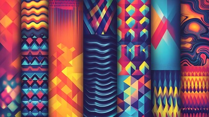 A Series of Bright and Colorful Geometric Patterns - A Bold Fusion of Shapes and Colors