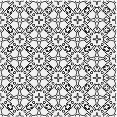 Fototapeta premium Seamless pattern with repeating abstract shapes.Black and white texture.Design element for prints, decoration, cover, textile,wallpaper, background, wrapping paper, clothing, fabric, package, cards.