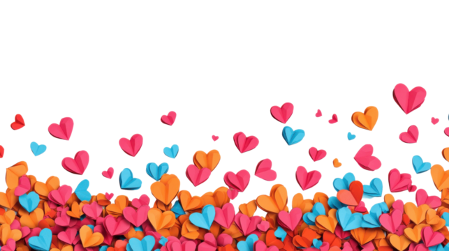 Colorful paper hearts on transparent background - Powered by Adobe