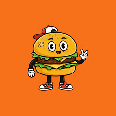 Cheeky Burger Character A Playful Cartoon Illustration