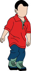 Little boy walk movement vector shape