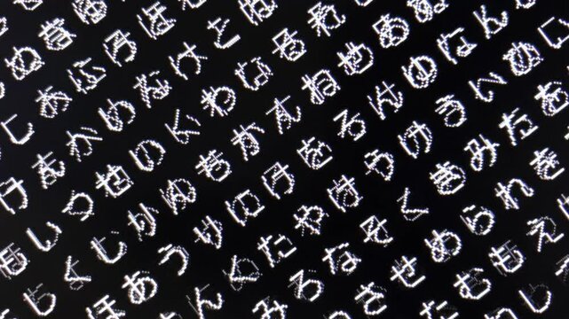 コンピュータ空間のランダムな文字列・さまざまな文字を含むデータベース・エンコードされたプログラム内のデータセット・数学的計算・大規模言語モデル・機械翻訳・日本語・横長・ビデオ