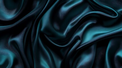 Fototapeta premium Dark teal silk fabric folds background for luxury design