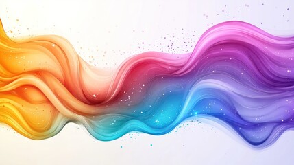 Colorful flowing waves, glitter backdrop, abstract design, website banner