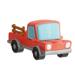 Fototapeta premium Red Pickup Truck with Wooden Rails