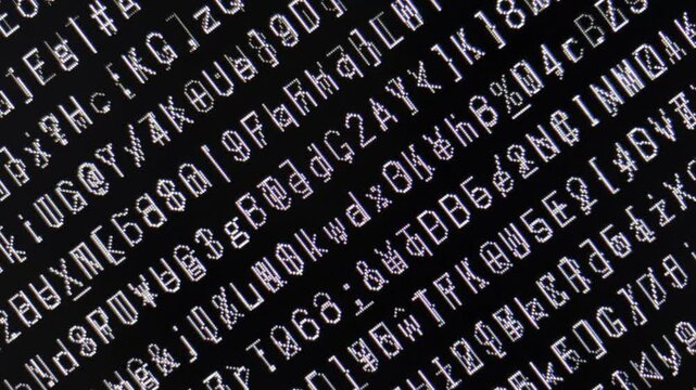 コンピュータ空間のランダムな文字列・さまざまな文字を含むデータベース・エンコードされたプログラム内のデータセット・数学的計算・大規模言語モデル・機械翻訳・英数字記号・横長・ビデオ