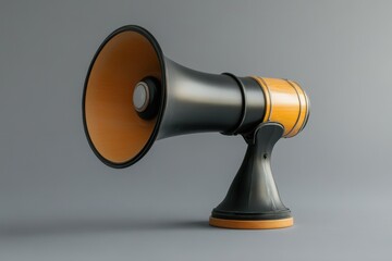 A vintage styled megaphone with wooden accents