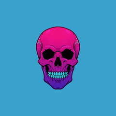 Fototapeta premium Neon Pink Skull A Vibrant, Bold Illustration