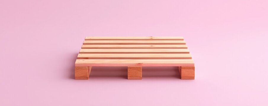 Wooden pallet on a pink background.