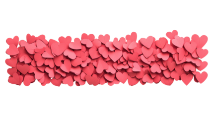 Romantic red hearts pattern on transparent background